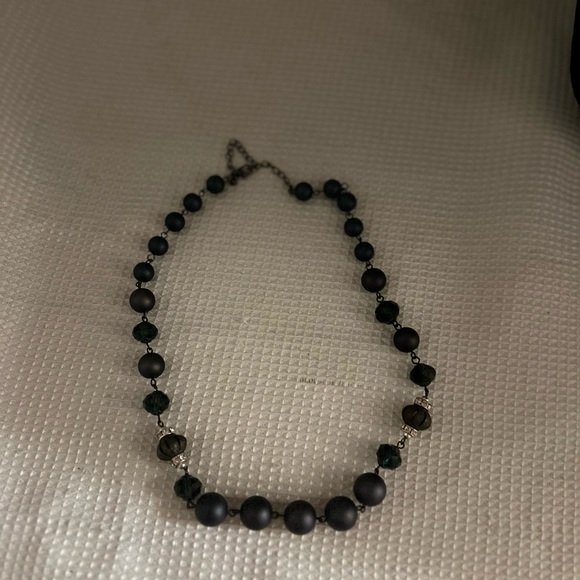 Dark blue beads, dark blue crystal beads necklace - Picture 2 of 4